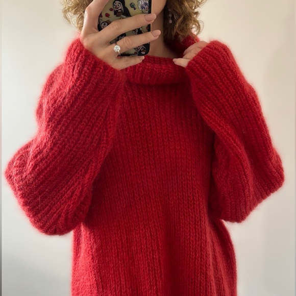 Jones New York Sweaters - Jones New York Mohair blend Cozy Red Turtleneck Sweater dress size L